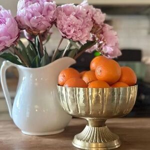 Metal Centerpiece Compote Bowl Made in India Gold Toned